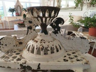Omg Old Vintage Cast Iron Metal Garden Urn Planter Pediment Base White Shapely