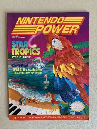 Vintage February 1991 Nintendo Power Star Tropics Vol.  21 With Poster