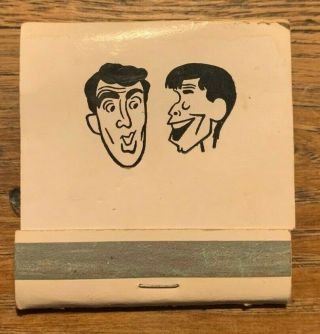 Rare Vintage Jerry Lewis / Dean Martin Cartoon Profile Aristocrat Matchbook