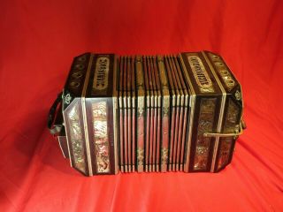 Antique German Majestic Concertina Squeeze Box Accordion With Case Music