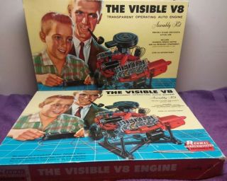 2 Vintage Science Hobby Toy 1960 Renwal The Visible V8 Engine 802
