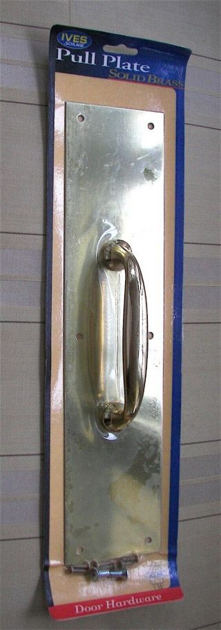 Vintage Solid Brass Door Pull Handle & 15 " Brass Back Plate Ives Schlage
