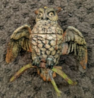 Vintage Metal Owl Hinged Toothpick Holder