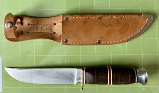 Vintage Hoffritz Hunting Bowie Knife With Leather Sheath Germany -