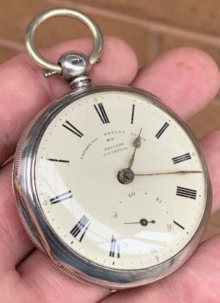 A Gents Early Antique Solid Silver Patented Liverpool Fusee Pocket Watch 1874.