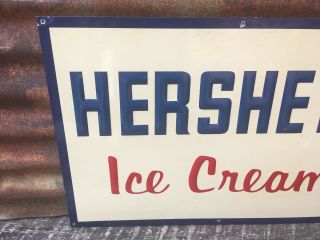 VINTAGE HERSHEY’S ICE CREAM SIGN 21x14in METAL Hershey Chocolate Antique Old 2
