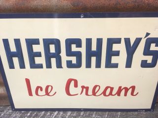 VINTAGE HERSHEY’S ICE CREAM SIGN 21x14in METAL Hershey Chocolate Antique Old 3