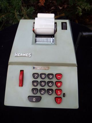 Hermes Precisa Model 109 - 10 Mechanical Adding Machine,  Calculator.