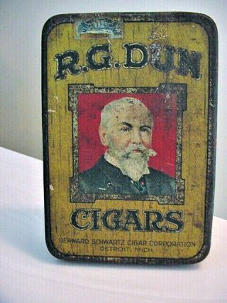 Vintage Cigar Tin R.  G.  Dun No 670 Perfecto Finos Mild Tax Stamps Swartz Detroit