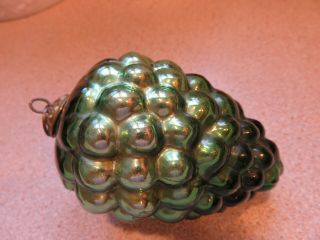Antique German Kugel Christmas Ornament Green Grapes Heavy Mercury Glass 3