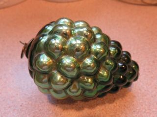 Antique German Kugel Christmas Ornament Green Grapes Heavy Mercury Glass 4