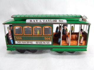 Vintage Friction Tin Toy San Francisco Cable Car 504 W/bell—very Good Condition—