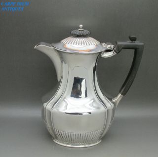 Edwardian Solid Sterling Silver Coffee Pot 409g 19.  5cm Sheffield 1902