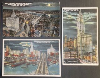 York City - Three Vintage / Antique Postcards - Post Card - Early 1900’s Ny