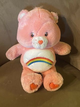 2002 Care Bears Cheer Bear Pink Rainbow Stuffed Plush 11” Rainbow
