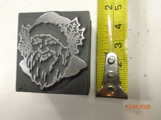Printing Letterpress Printer Block Detailed Vintage Santa Claus w Ivy Print Cut 3