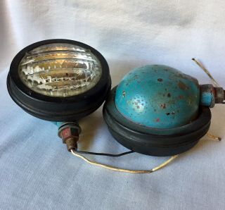 Vintage Round Blue Tractor Lights 5 1/2” - Very Cool For Use Or Decor Gifting?