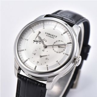 Corgeut 40mm White Dial Date Power Reserve Ss St1780 Automatic Watch Mens Watch