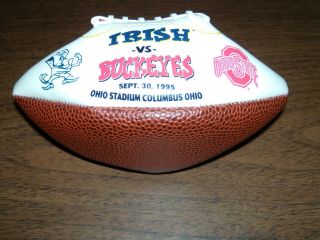 Vintage 1995 Ohio State Buckeyes Vs Notre Dame Irish Logo Mini Football