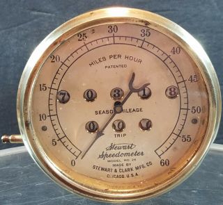 Stewart & Clark Model 26,  Vintage Antique Brass Speedometer (series B - 153429).