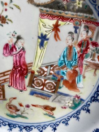 A Fine Antique 18th c.  Rose Mandarin Plate w Figural Theme Qianlong Period 2 4