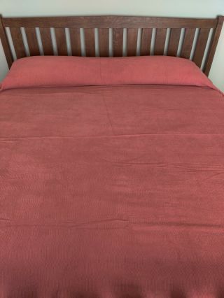Vintage Pink Rose Chenille Bed Spread Fringe Trim Edge Size 110 " X 90 "