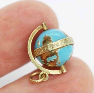 Finest Antique 14ct Gold & Enamel Globe World Pendant/charm Inscribed In German