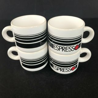 Set of 4 Vintage Waechtersbach Espresso Cups Made in Western Germany B&W Red Dot 2