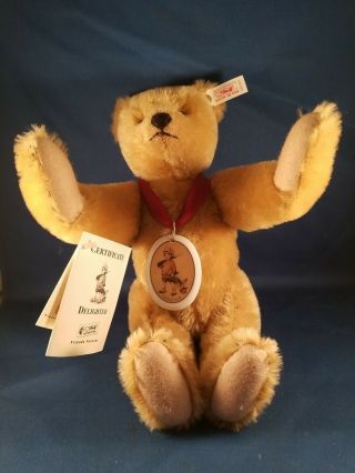 Steiff Teddy Bear,  " Delighted,  " 150th Birthday,  12 In.  Gold Mohair With Tags
