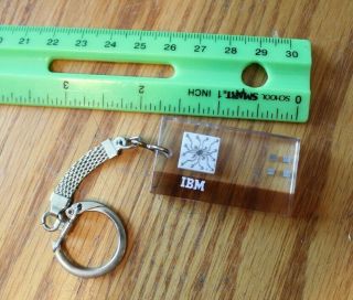Ibm Keychain Lucite Cube With Computer Chip Inside Vintage Key Chain Advertising