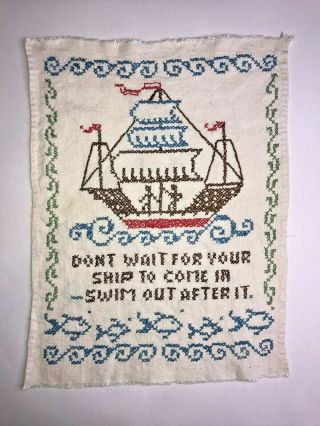 Vintage Handmade Embroidered Sampler Don 