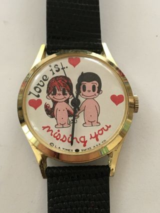 Vintage 1970’s Love Is Missing You La Times Swiss Made Watch