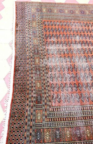 Vintage Fine Bokhara Rug Hand - knotted Wool And Silk Distressed Bukhara Pakistan 3
