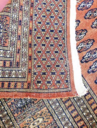 Vintage Fine Bokhara Rug Hand - knotted Wool And Silk Distressed Bukhara Pakistan 5
