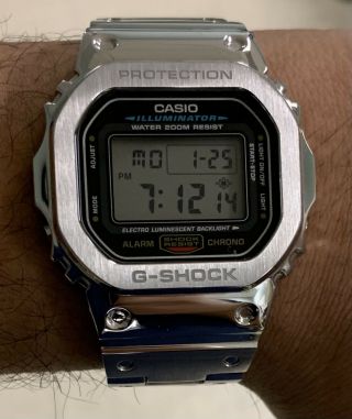 Casio G - Shock Dw - 5600e With Full Metal Brushed/polished Case W Ori Resin Case