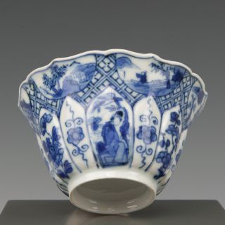 Fine Chinese B&w Porcelain Moulded Tea Bowl,  Kangxi,  Ca.  1700.