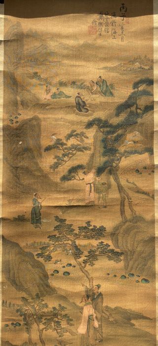 A Large 19th Century Chinese Ink Painting On Silk