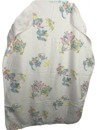 Vintage 1950’s Baby Blanket Flannel 26 X 38 Euc Craft Fabric Mid Century Modern