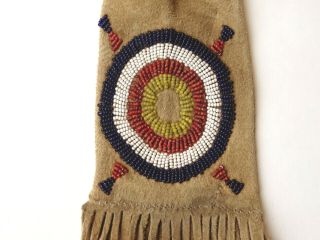 Antique Native American Indian Beaded Pipe Bag Plains Sioux Crow Tanned Hide 2