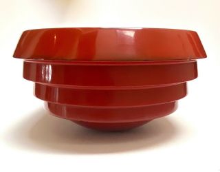 Antique Large Art Deco Japanese Negoro? Red Lacquer Lacquerware Rice Bowl 14x7.  5