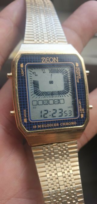 Rare Zeon Digital Hands Watch.  Vintage Pre Casio Melody Alarm Digital Hands Watch