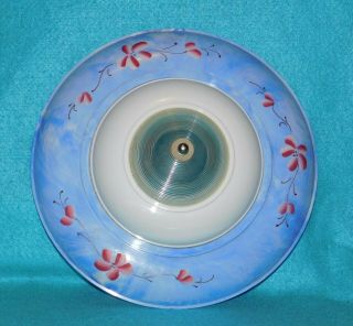 Vintage Mid Century Modern Blue Floral Round Plastic Clip On Ceiling Light Shade