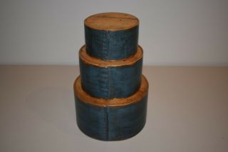 Pantry Box,  Set Of 3 Measures,  Blue,  Ca: 1890s