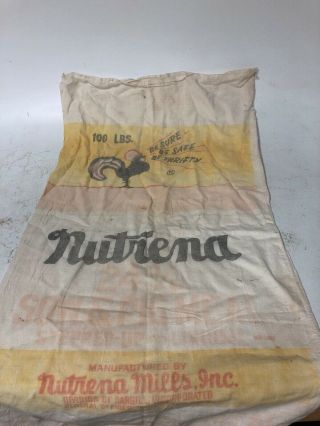 Vintage Orange Nutrena All - Sow And Pig Meal 100 Pound Feed Sack Cotton Fabric