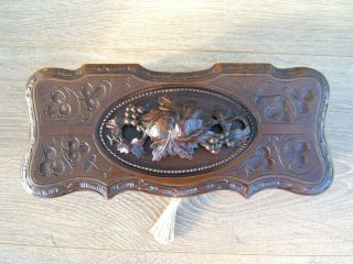 LOVELY 19c BLACK FOREST HAND CARVED JEWELLERY BOX - WONDERFUL INTERIOR 3