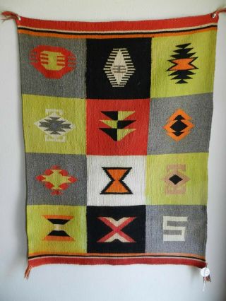 Antique Paneled or Multi Pattern C.  1910 Navajo Germantown Blanket,  NR 2