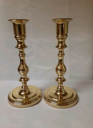 Pair Baldwin Brass 7” Candlesticks Holder - - Vtg - Polished Brass