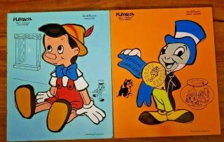 Vintage Playskool Walt Disney’s Jiminy Cricket 190 - 6 & Pinocchio 190 - 7 Puzzles