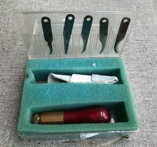 Vintage Warren Tool Kb3 - 3 Whitling Carving Knife Tool Kit With Case