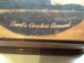 Antique Mauchline Ware Double Stamp Box Depicting Lords Cricket Ground.